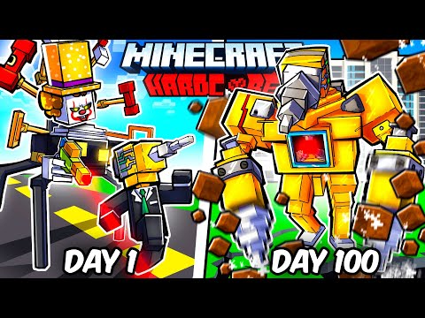 I Survived 100 Days as a DRILLMAN in Hardcore Minecraft!