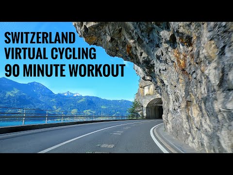 90 Minute Indoor Cycling Videos With Music | Virtual Bike Ride Around Switzerland |