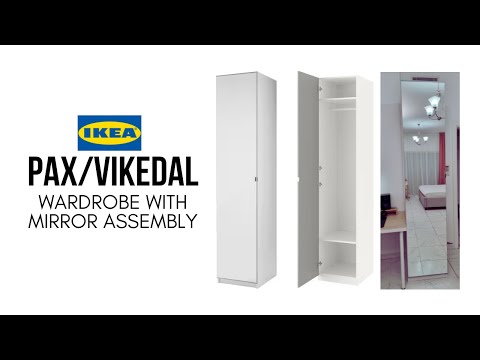 Ikea PAX / VIKEDAL Wardrobe, white with Mirror Door Assembly