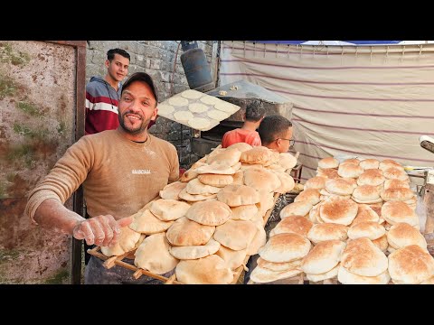 العيش الشامي❗️بتاع سندوتشات الفول والطعمية طري جدا ومش مكلف وناجح ١٠٠ × ١٠٠ وسر التسوية الصح ولونه 👌