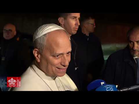 The Pope answers journalists’ questions outside Villa Barberini, December 9, 2025