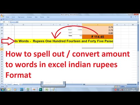 How to spell out/convert amount to words in excel formula indian rupees Format=Spellamount(B9) Hindi