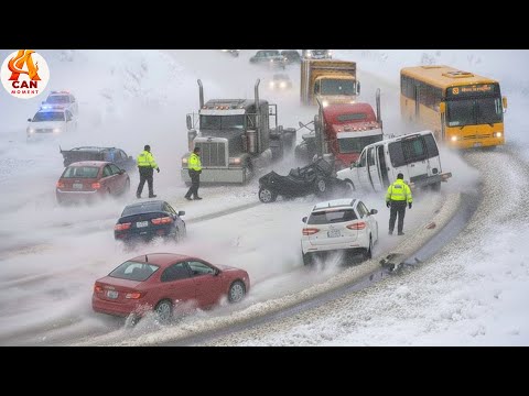 Icy Road Madness Caught on Camera - How Drivers Lose Control in Winter Storms #17