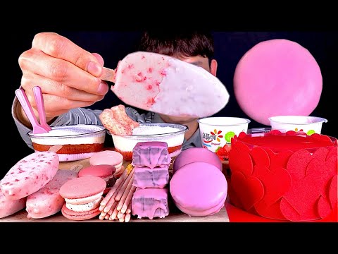 ASMR 핑크딸기디저트 딸기무스케이크 딸기초코몽쉘 딸기티라미수 딸기요플레 먹방~! Strawberry Dessert Party🥳 Chocolate Tiramisu MuKBang~!