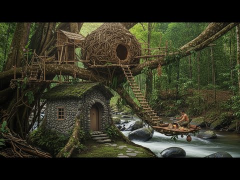 BUILDING A WARM UNDERGROUND SHELTER ALONE in the Forest for Survival | Complete Bushcraft Cabin