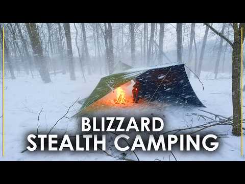 Urban Stealth Camping During a BLIZZARD Inside a Hidden Tarp Shelter
