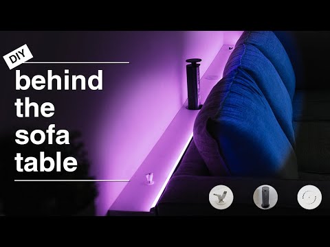 DIY BEHIND-THE-SOFA TABLE | retractable hidden cables + pop-up power outlet + wireless charger + LED