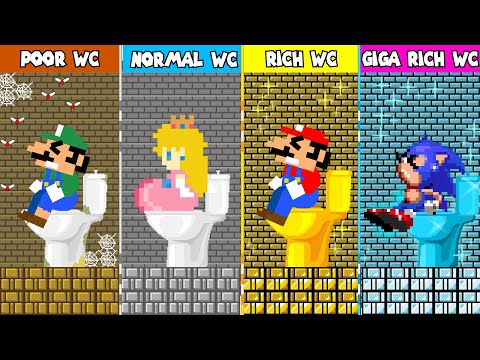 Super Mario Bros., Poor vs Rich vs GIGA Rich vs Normal Toilet Challenge!