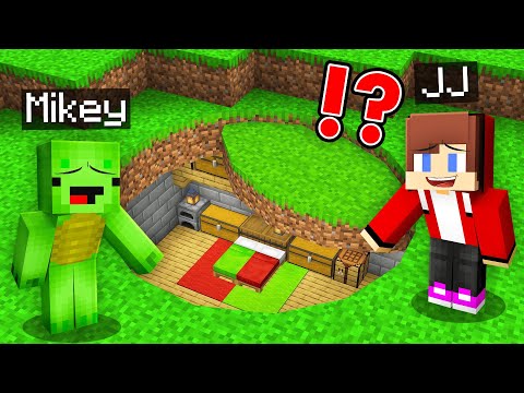 JJ and Mikey Built a Secret Underground Base in Minecraft - Maizen