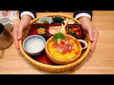 The Dinner of Japanese Salaryman | $11 Dinner at Ohitsugohan shirokujichu in Japan | Seafood Bowl