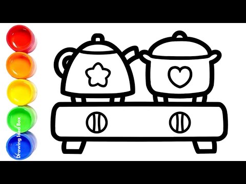 Drawing a Cooking Pot 🍳 👩‍🍳 | Fun Kitchen Items Drawing Ideas for Kids | Drawing Ideas Box