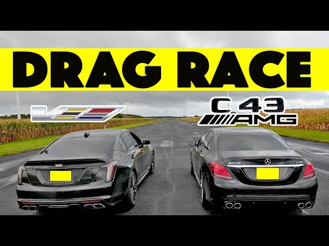 Mercedes Benz C43 AMG vs Cadillac CT5 V, suprise follows. Drag and Roll Race.