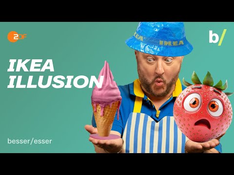 Frucht Fake: Sebastian Lege imitiert veganes Erdbeersofteis.