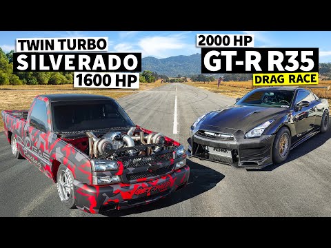 Crawfish the 1600hp Twin Turbo Silverado RETURNS to battle 2000hp Carbon Fiber Nissan GT-R R35