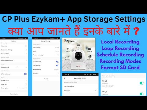 CP Plus Ezykam Local, Loop & Scheduled Recording I Recording Mode I Storage Settings I Format  Card