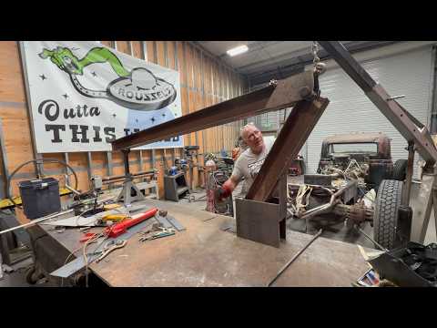"56 Rat Rod Truck: Crane Magic! Ian FABRICATES The Mount and STANDS It Up For a First Look!