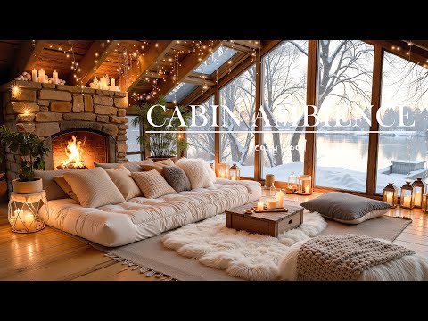 Winter Cozy Jazz Music ❄️ Fireplace Cabin Ambience for Study, Work & Relax