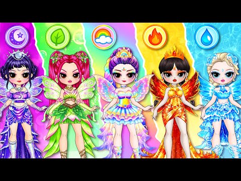 K-Pop Demon Hunters: If Rumi, Zoey & Mira Try Element Fairy Fashion! | Best DIY Fashion Paper Dolls