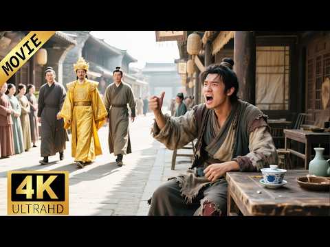 A poor scholar curses the emperor, unaware the disguised emperor is behind him.