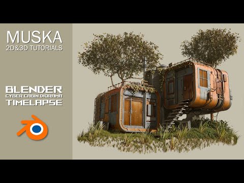 Blender 3D  Timelapse / CyberCabin Diorama