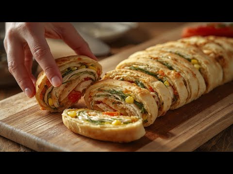 Easy Chicken Flatbread Rolls — Quick Party Appetizer Everyone Loves #recipe #easy #easyrecipe