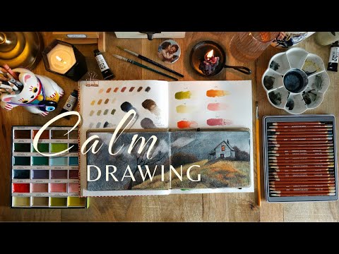 Relaxing Drawing Session – Cozy Landscape Sketch | Kuretake & Derwent