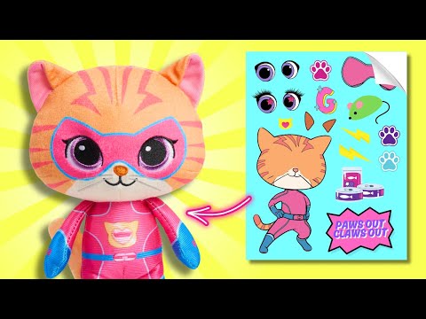 SuperKitties Bitsy, Ginny, Buddy, & Sparks - DIY Stickers and Toy Fun!