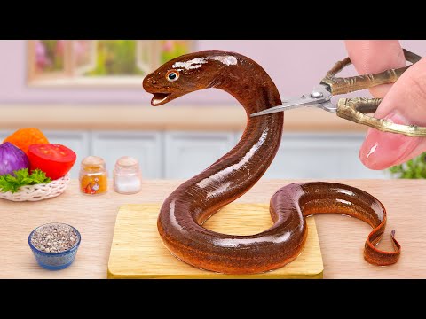 Fishing Eel Fish By Egg 🐟 Miniature Recipe With Fried Fish and Grilled Eel 🐍 Mina Mini Kitchen