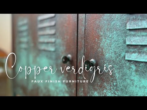 Copper patina cabinet | creating a faux finish verdigris effect on a metal IKEA cabinet