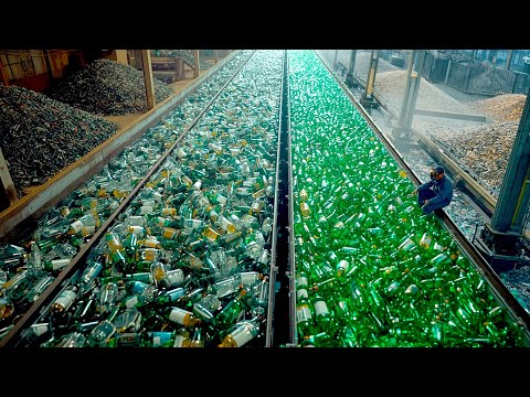Cómo se Reciclan MILLONES de Botellas de VIDRIO en Mega Fábrica 🔥 Línea Masiva de Vidrio