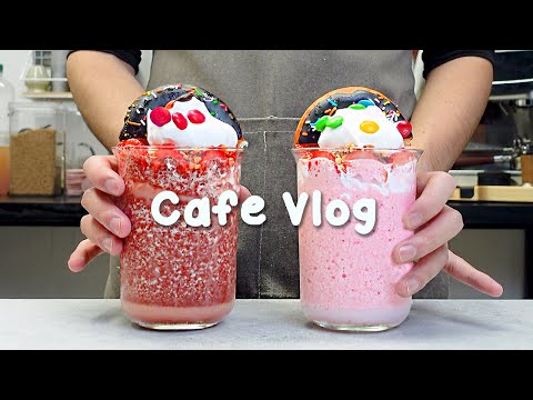 ❄️부드러운 겨울 분위기와 딸기 초코 프라페🍫지치고 힘들 땐 음료 ASMR로 힐링해요/카페브이로그/Cafe Vlog/ASMR/Tasty Coffee