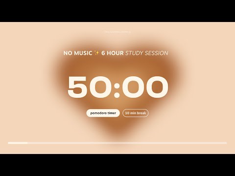 6-hour Pomodoro Timer for Studying 🤎 Study Session with 10 min breaks | Aesthetic Focus Productivity