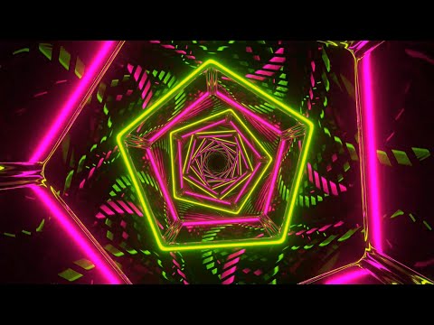 4K Screensaver – Neon Green/Pink Pentagon Tunnel with Mirror Effects (No Audio)