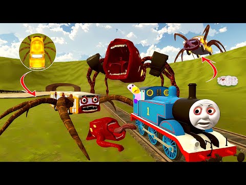 Building a Thomas Train Chased By Cursed Thomas and Friends turned into REAL MUSCLE Car Eater (GMod)