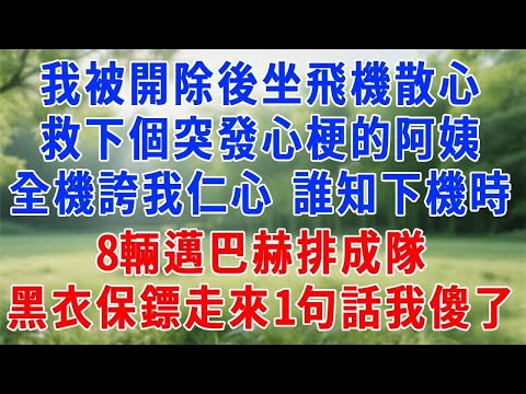 我被開除後坐飛機散心，救下個突發心梗的阿姨，全機都誇我仁心，我尷尬笑笑，誰知下機時，8輛邁巴赫排成隊，黑衣保鏢走來1句話我傻了！#人生感悟 #故事分享 #原创视频 #打脸 #职场 #为人处世