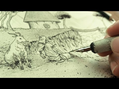 The Sage of the Mountains | Ink & Dip Pen Fantasy Art
