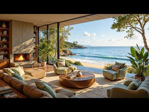 Cozy Indoor Jazz for Inner Peace |  Elegant Jazz Piano with Ocean Waves to Good Day