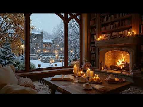 Peaceful February Winter Cabin ☕ Smooth Jazz Piano & Snowfall Ambience for Calm Study Nights