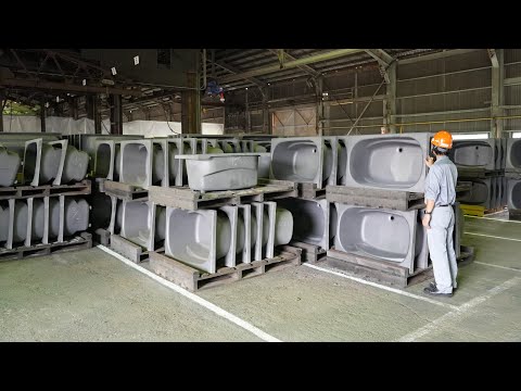 The process of crafting cast iron enamel bathtubs.A Japanese bathtub factory with a 190-year history
