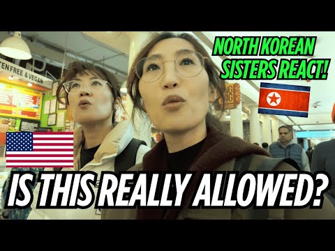 🇺🇸🇰🇵 North Korean Sisters Overwhelmed by American Food Court!