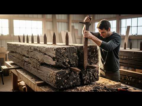 Build a Dining Table from Old Shipwreck Wood in an Intricate and Professional Way