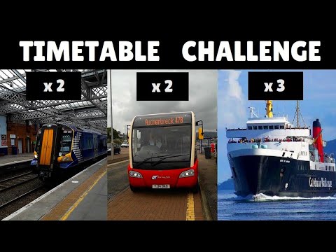 TIMETABLE CHALLENGE #1: 2 trains, 2 buses, 3 Calmac ferries 82 miles in 7½ hours of public transport
