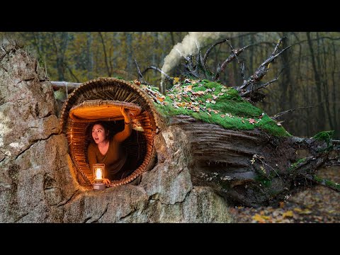 Building a Secret Dugout Shelter for Survival. Bushcraft Survival