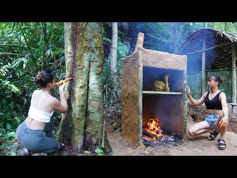 230 Days to Build an Area Shelter in the Forest - Wild Survival Skills..../Video Timelapse