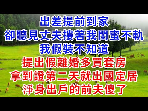 出差提前到家，卻聽見丈夫摟著我閨蜜不軌，我假裝不知道，提出假離婚多買套房，拿到證第二天就出國定居，淨身出戶的前夫傻了【雲裳書苑】#情感故事#故事#戀愛#情感#婚姻
