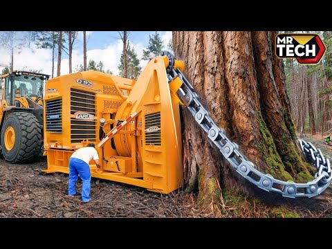 Extreme Dangerous Fastest Big Chainsaw Cutting Tree Machines | Monster Stump Removal Excavator #11