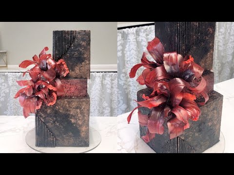 Modern Abstract Cake Design | Painting   Textured Ganache | Textured Two-Toned Rice Paper Petals