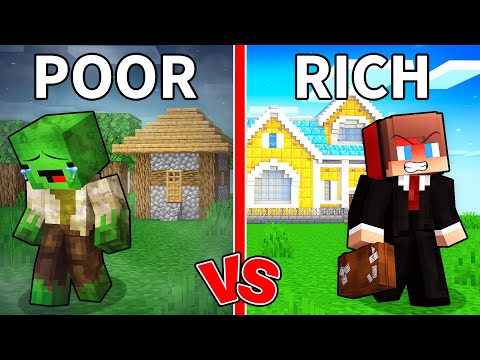 Mikey and JJ Left POOR vs RICH House in Minecraft (Maizen)