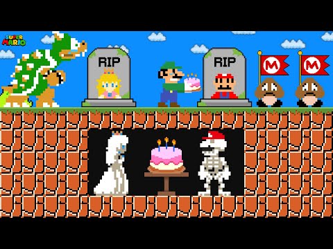 Luigi R.I.P Mario and Peach Skeleton in Super Mario Bros...Please Come back! | Game Animation