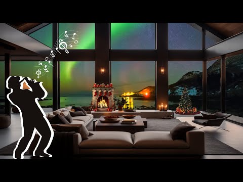 Jazz Magic in a Peaceful Christmas🎄✨ Space Fireplace Dreams Unveiled With a view of Northern Lights